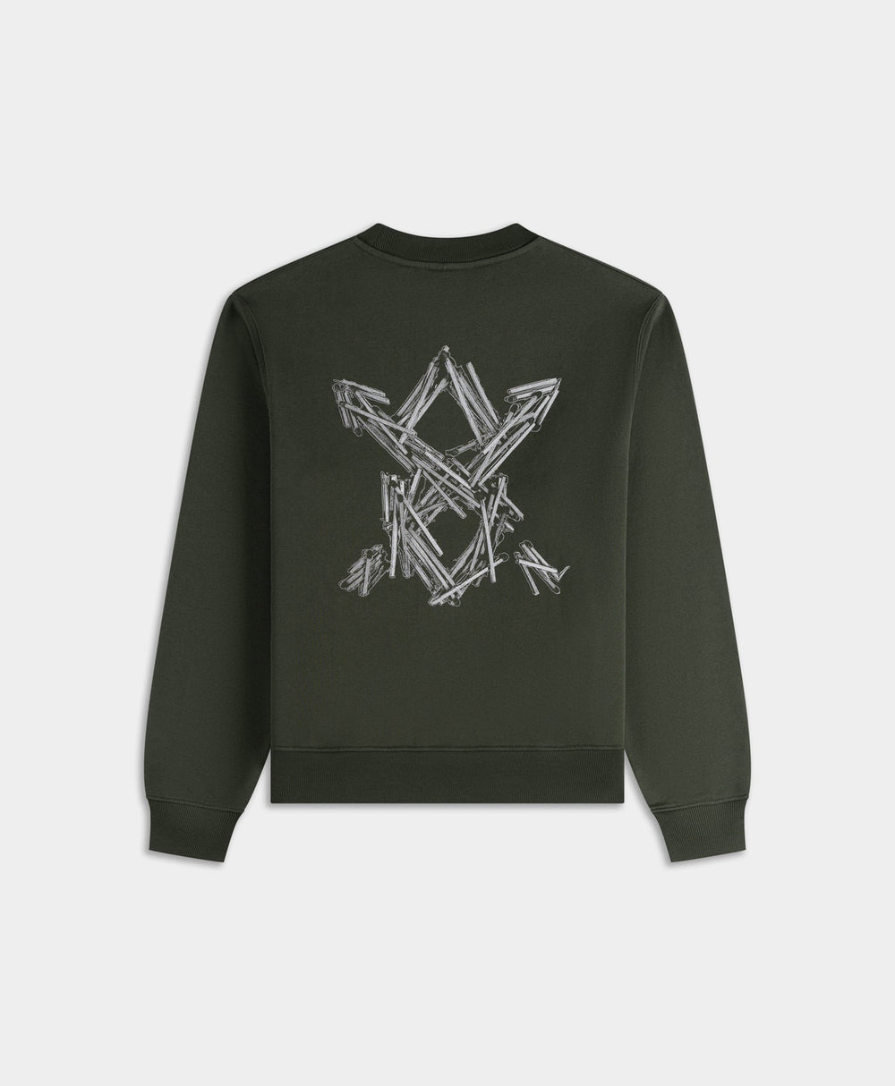 DP - Rosin Green Matchstick Shield Sweater - Packshot - rear