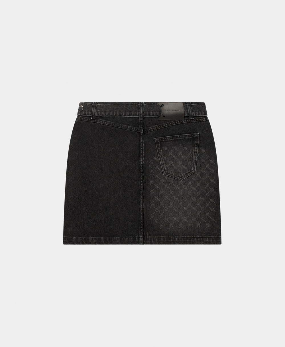 DP - Black Mongram Wrap Denim Skirt - Packshot - Rear
