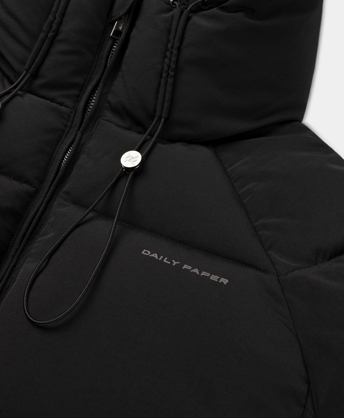 DP - Black Relaxed Long Puffer - Packshot - detail