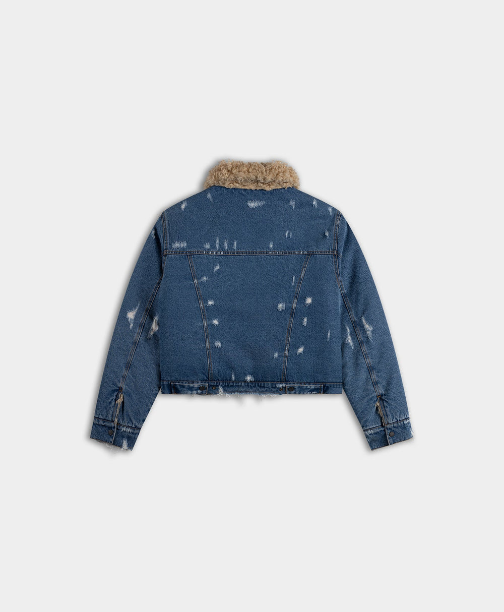 DP - Irish Cream Beige Reversible Fur Jacket - Packshot - rear