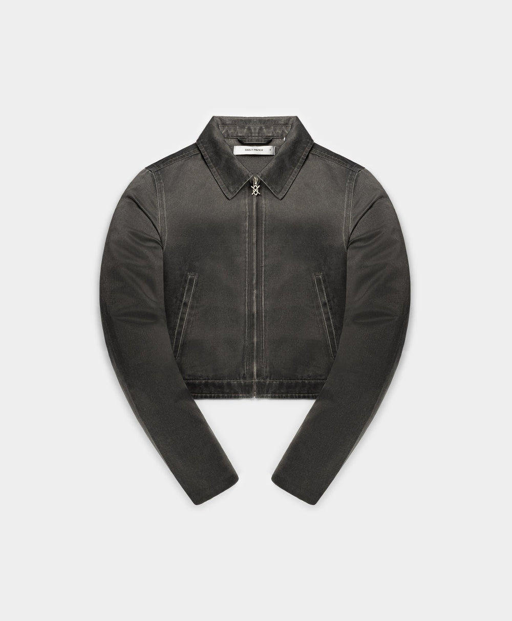 DP - Black Oyster Satin Washed Jacket - Packshot - front 