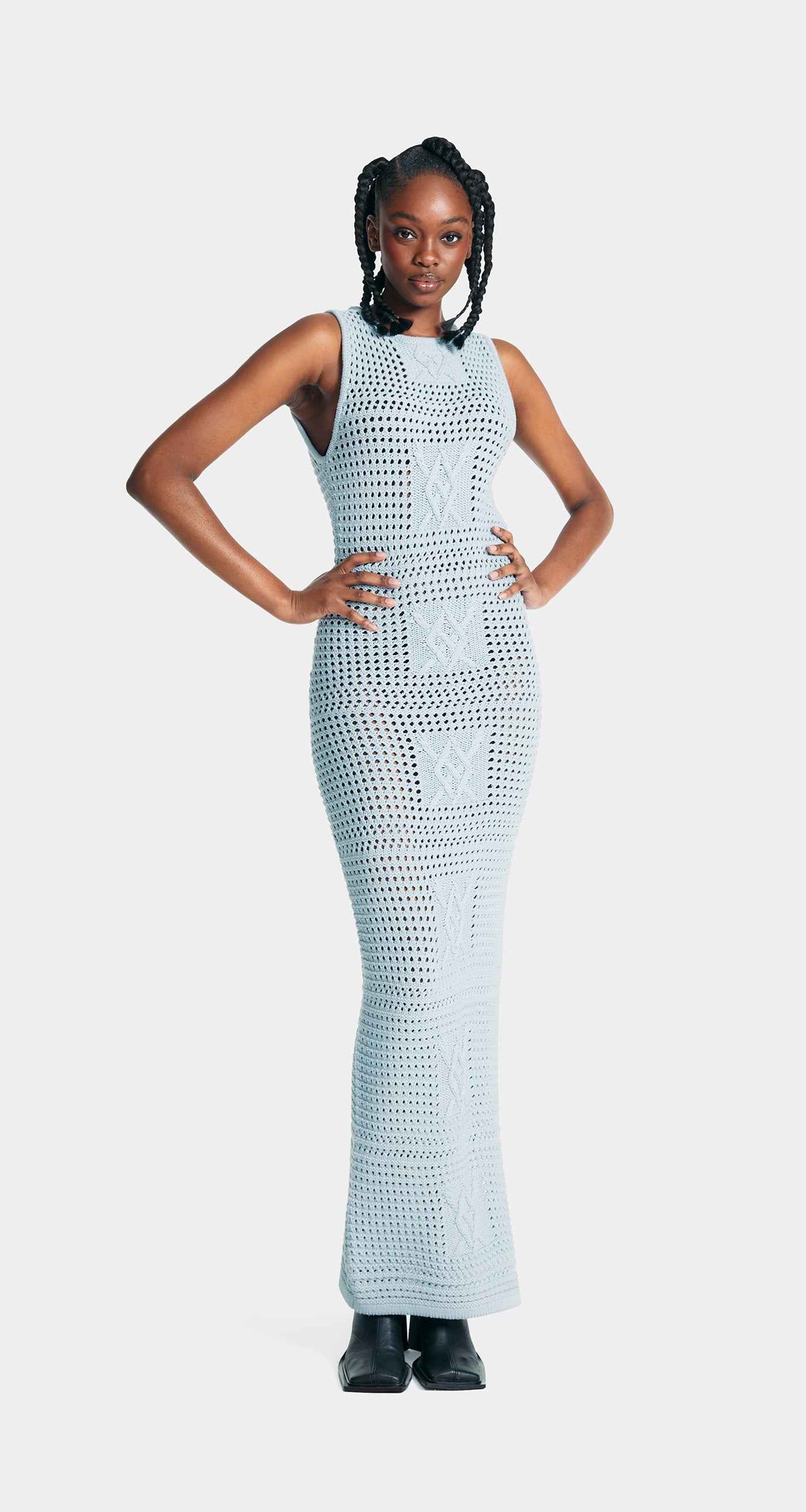 DP - Halogen Blue Izara Crochet Dress - wmn - Front