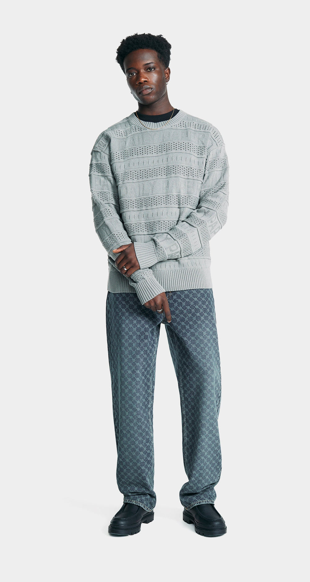 DP - Grey Rajih Knit Sweater - Men - Front