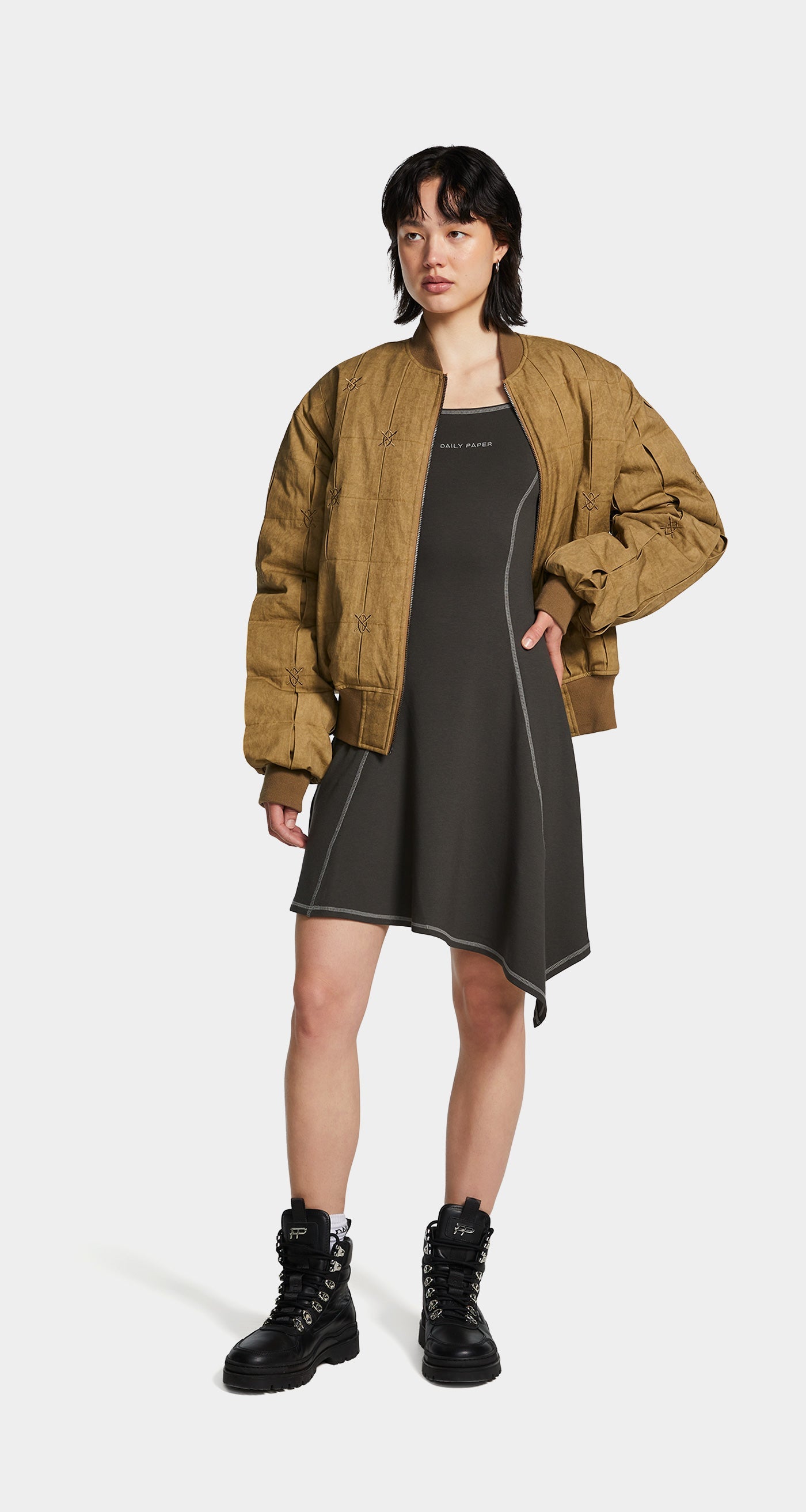 DP - Dark Beige Rasal Bomber Jacket - Wmn - Front