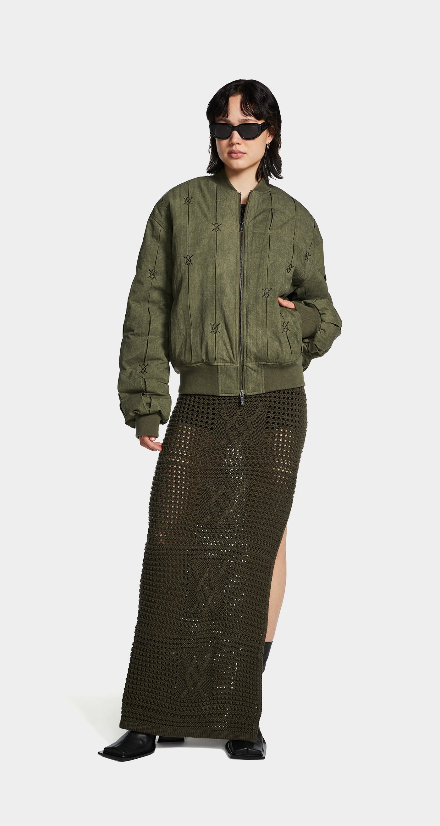 DP - Army Green Rasal Bomber Jacket - wmn - front