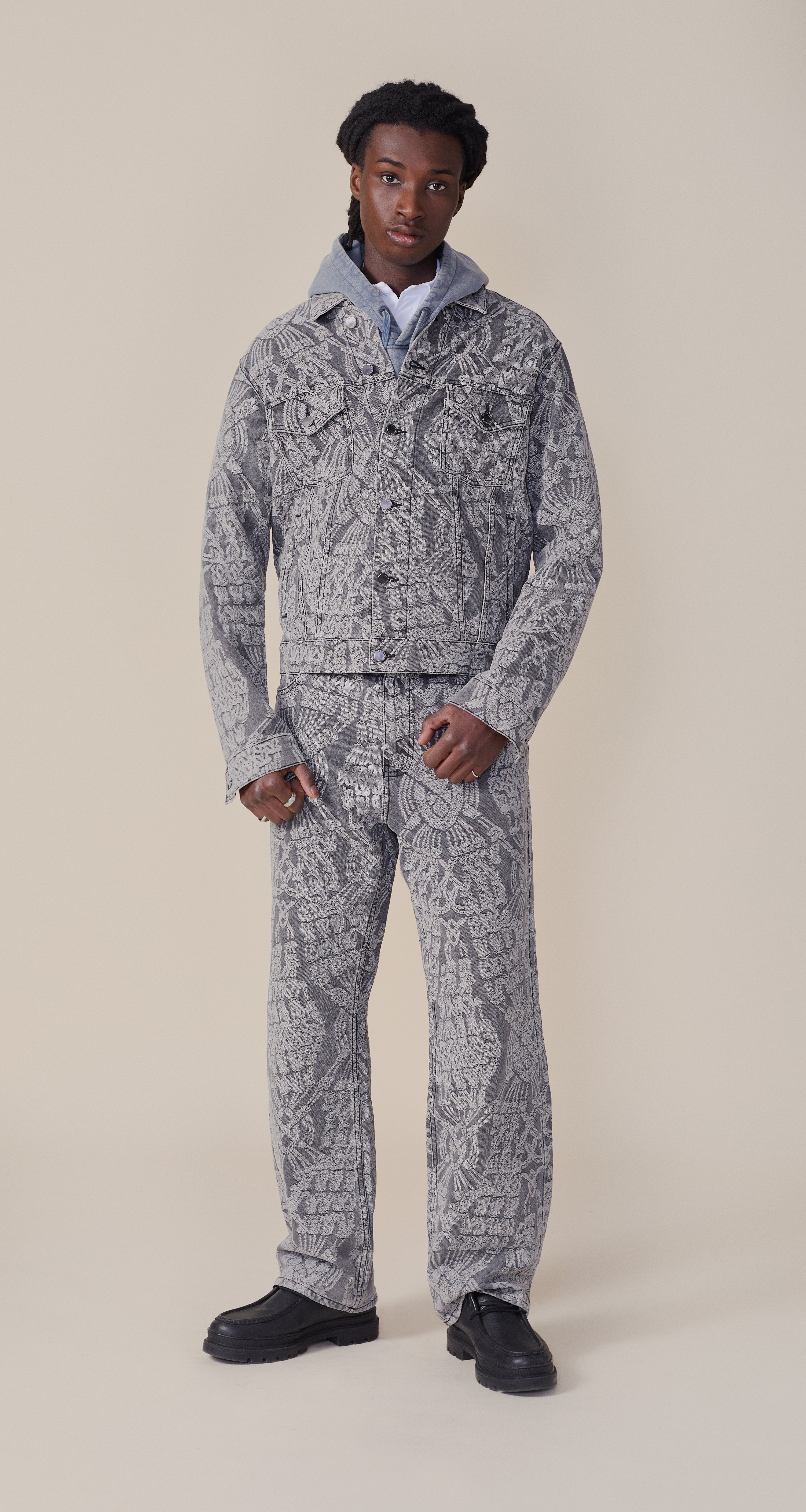 DP - Grey Denim Macrame Jacket - Modelshot - Men