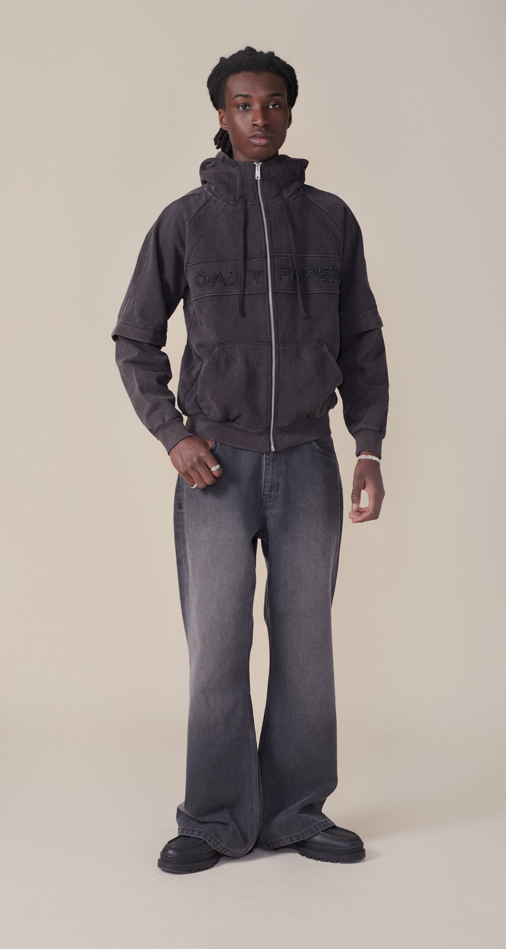 DP - Black Garment Wash Jacket - men - front