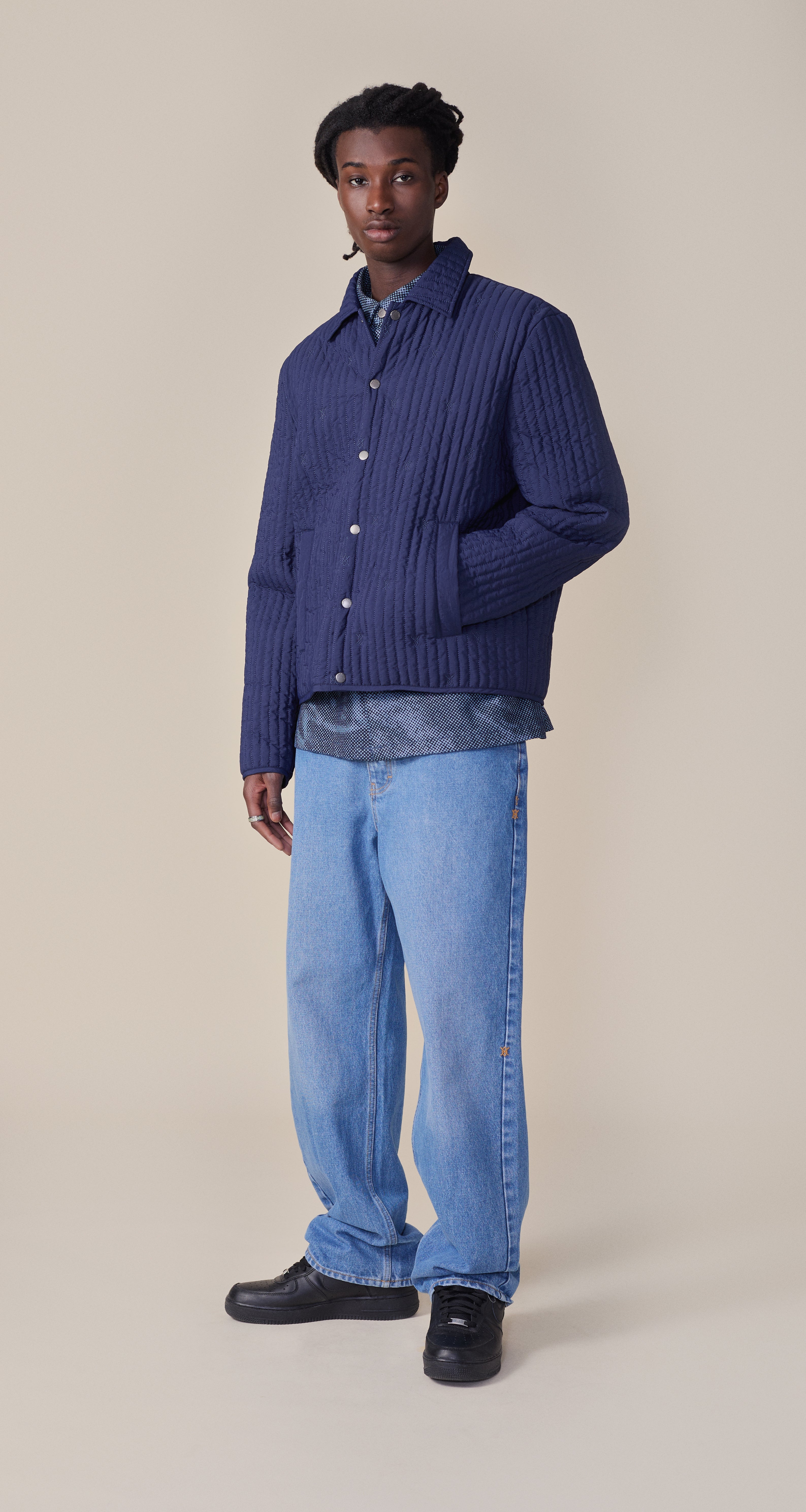 DP - Maritime Blue Shield Quilted Jacket - Modelshot - Men