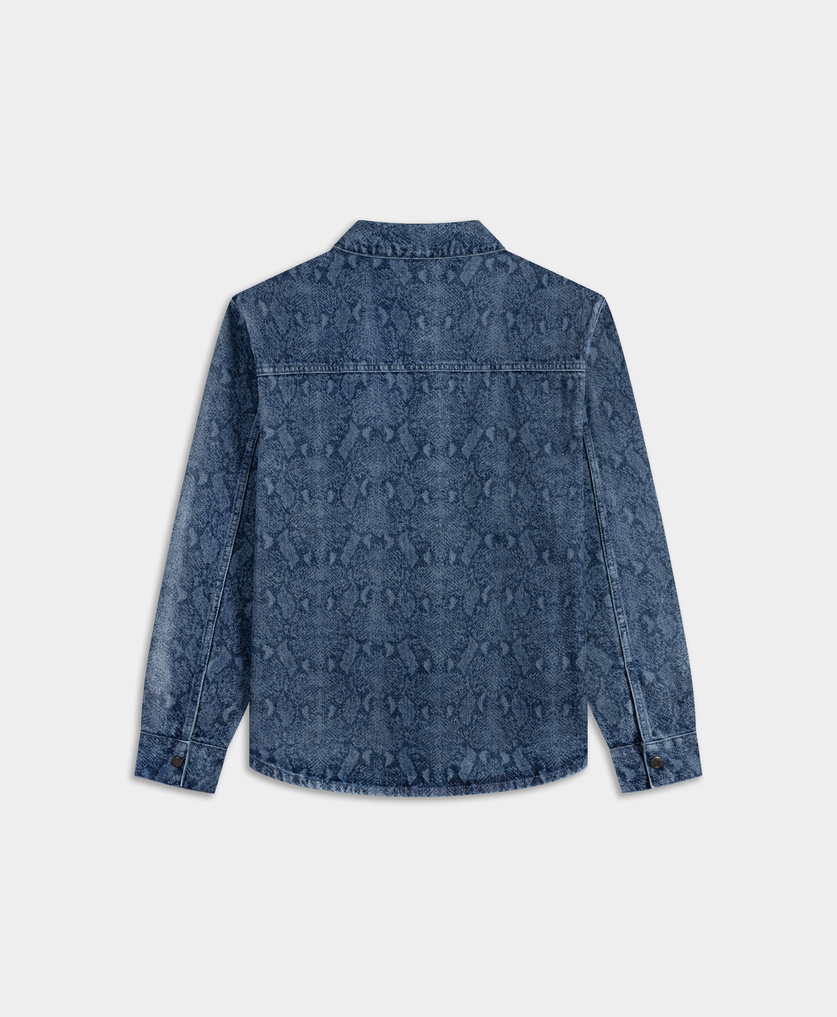 DP - Blue Snake Laser Rahul Denim Shirt -Packshot - Rear