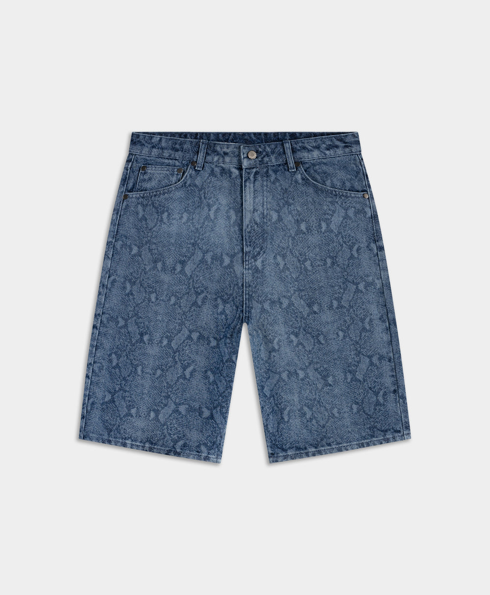 DP - Blue Snake Laser Denim Shorts - Packshot - Front