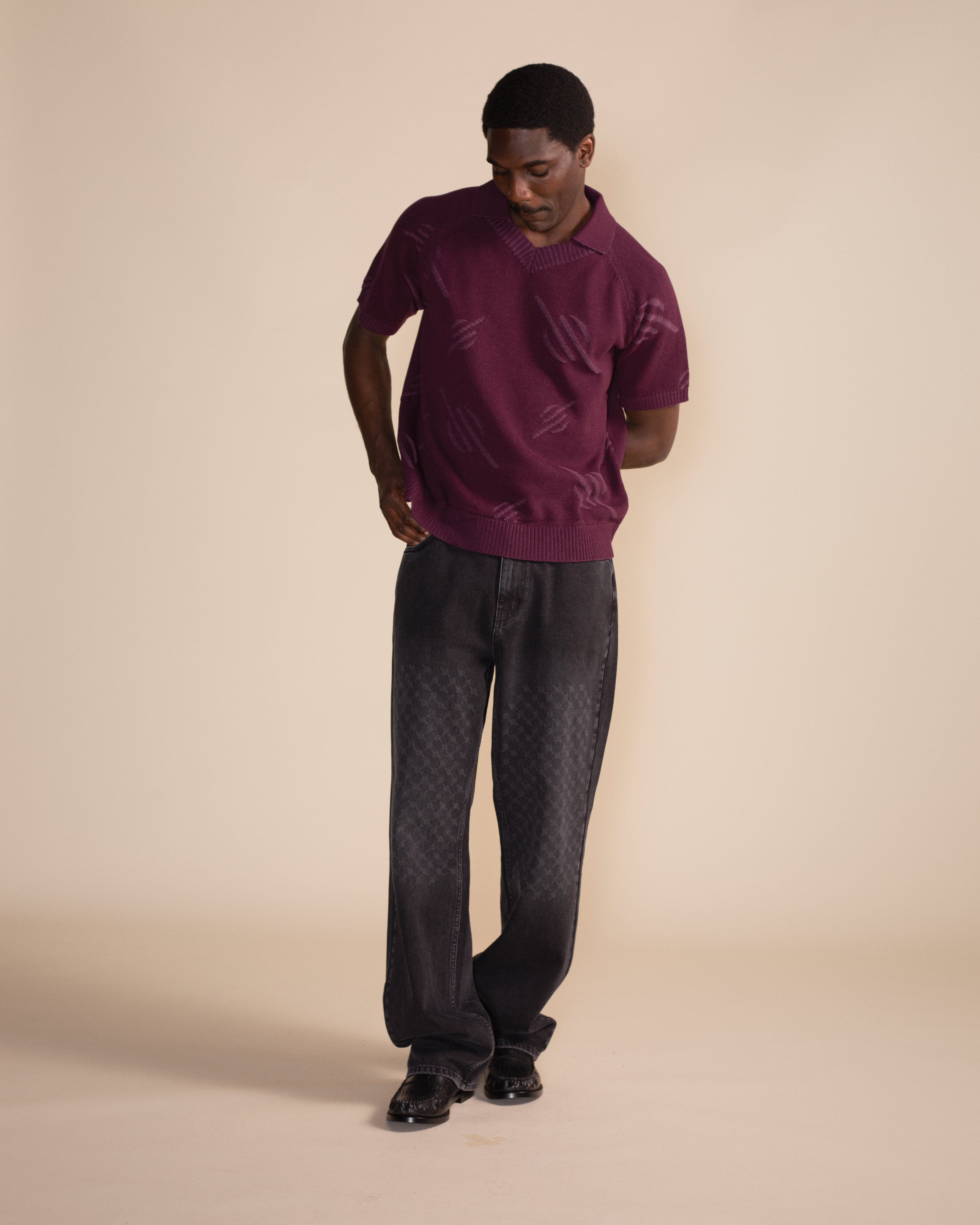 DP - Potent Purple Monogram Polo Knit - Modelshot - mens
