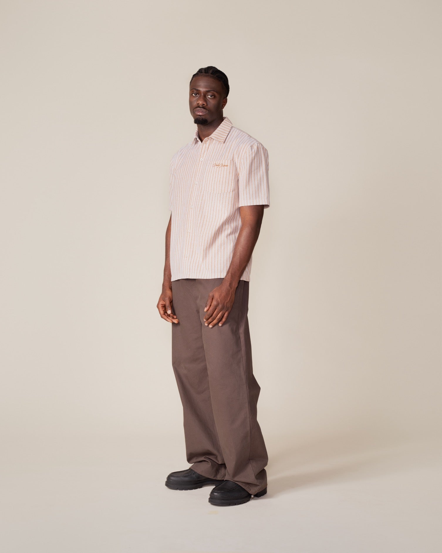 DP - Beige Stripe Shirt - Modelshot - Men