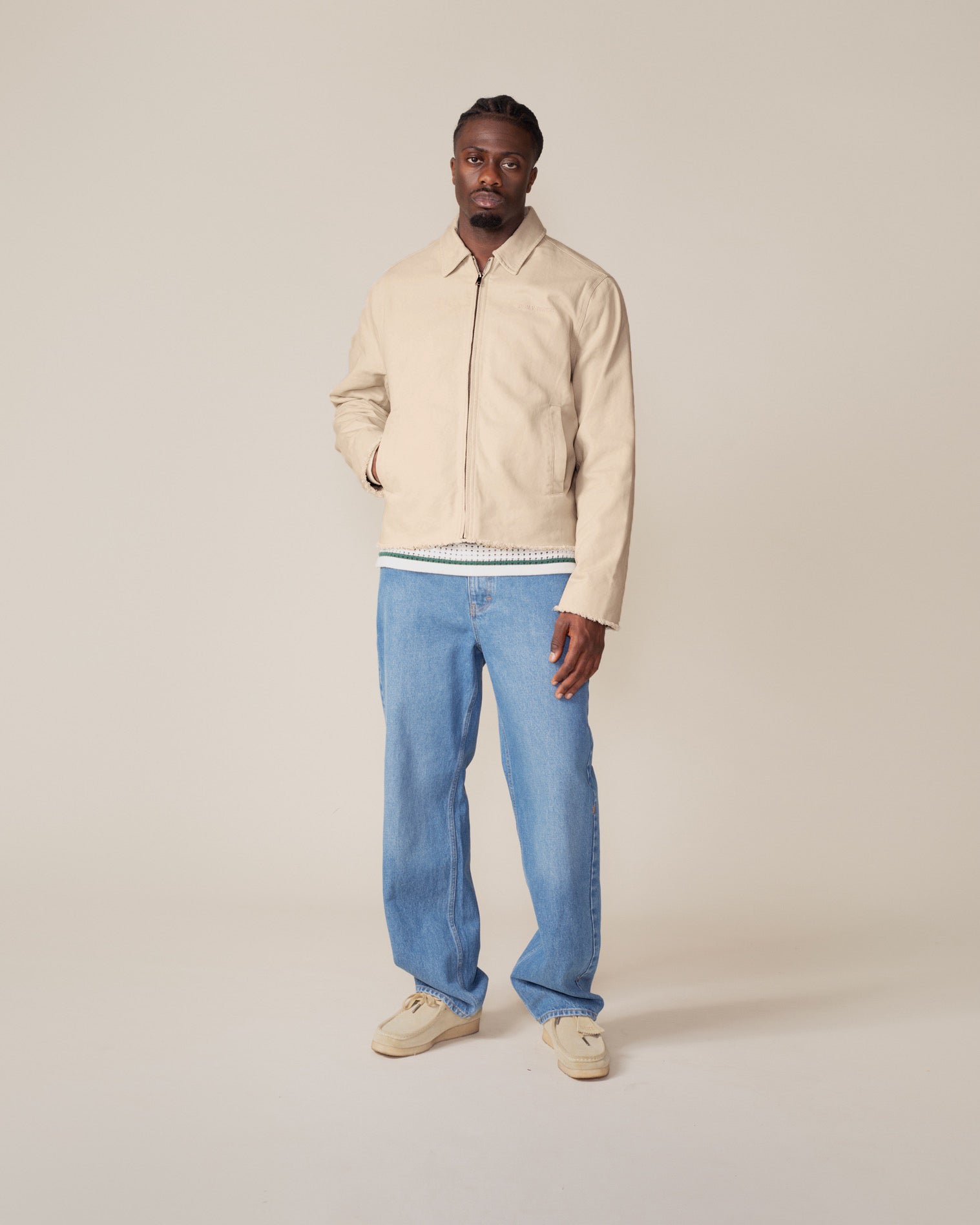 DP - Beige Twill Workwear Jacket - Modelshot - front 