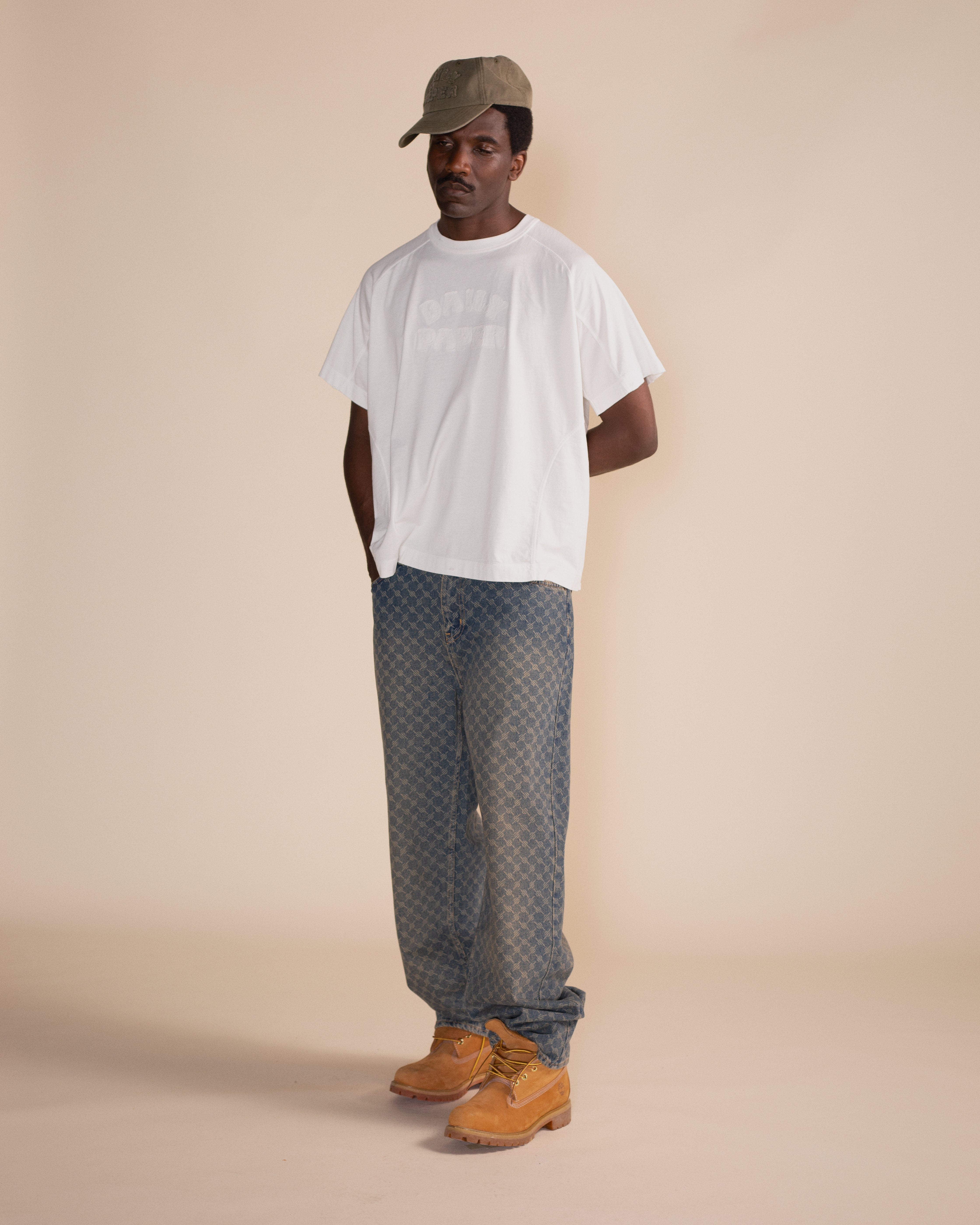 DP - Off White Raglan Stacked Dias Washed Jersey T-Shirt - Modelshot - mens