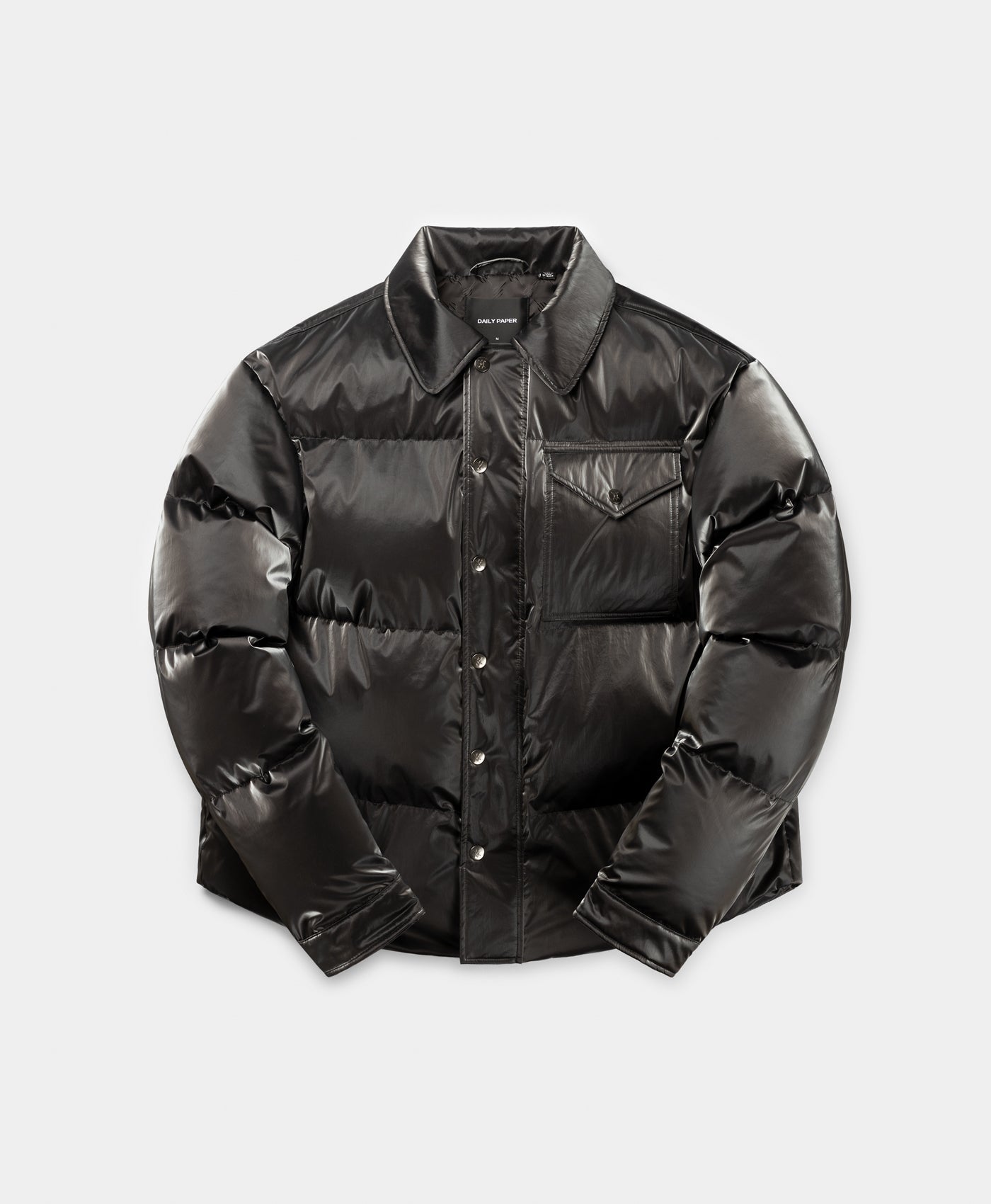 DP - Obsidian Black Whole Shirt Puffer Jacket - Packshot - Front
