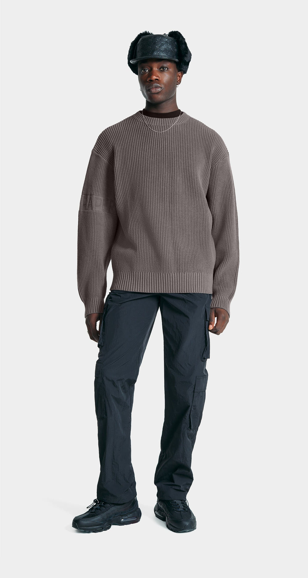 DP - Rabbit Grey Band Knit Sweater - Modelshot - men - front